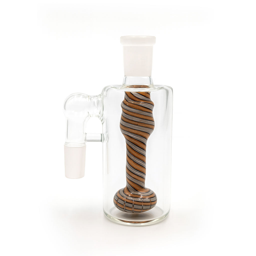 Colorful Swirl Handblown Glass Showerhead Perc Ash Catcher - Discreet Smoker