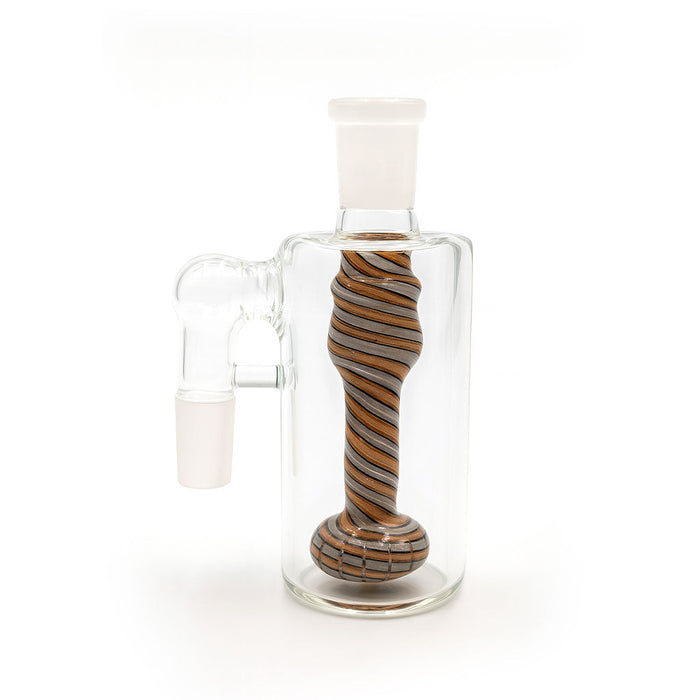 Colorful Swirl Handblown Glass Showerhead Perc Ash Catcher, Mocha