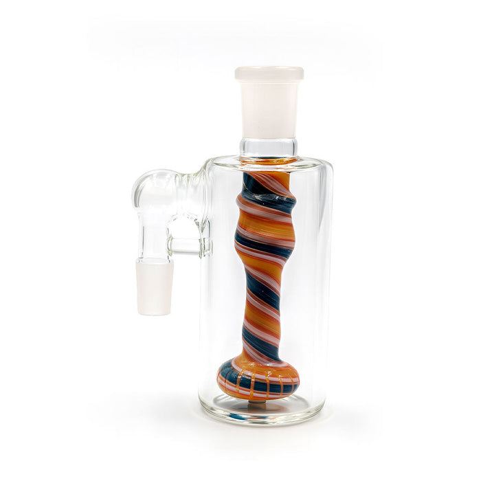Colorful Swirl Handblown Glass Showerhead Perc Ash Catcher, Sunset