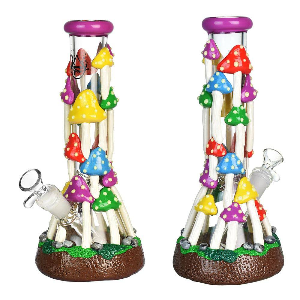 Pulsar Shroom Forest Beaker Water Pipe -10.25"/14mm F - Discreet Smoker