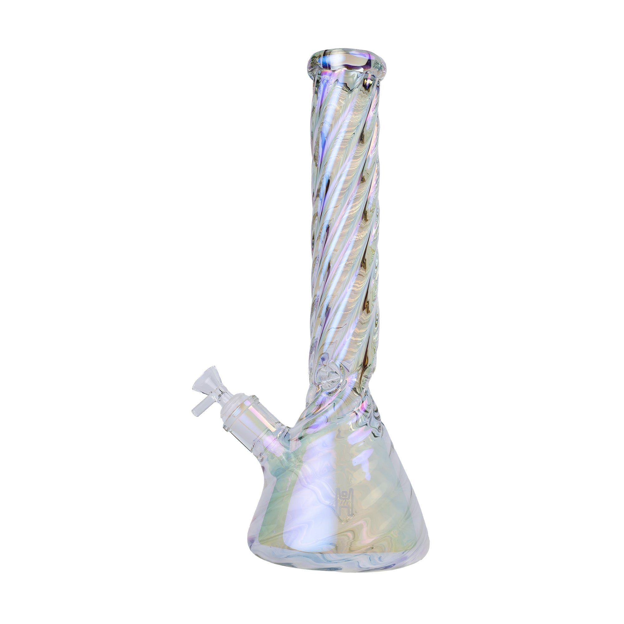 Human Grade Twisted Iridescent Beaker Water Pipe - Discreet Smoker