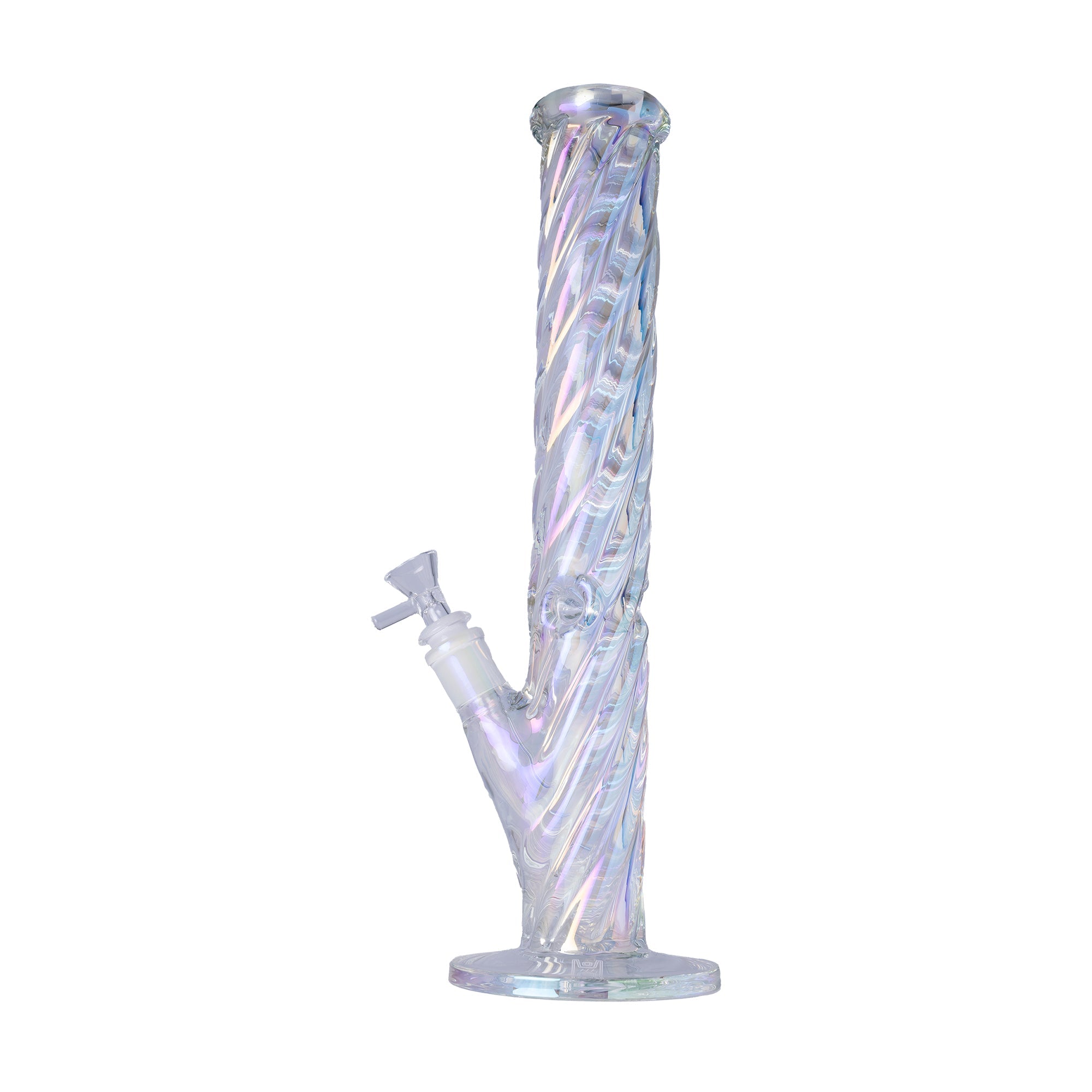 Human Grade Twisted Iridescent Tube Glass Water Pipe - Discreet Smoker
