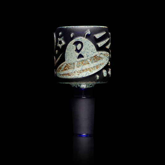 Space Odyssey Blue and Silver Frit Bowl - Discreet Smoker