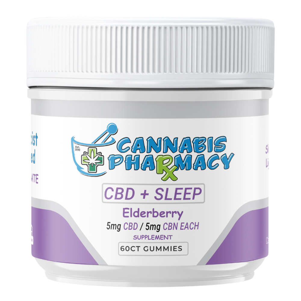 Cannabis Pharmacy | Sleep Light Gummies | 5mg CBN + 5mg CBD + 2.5mg Melatonin - Elderberry - 60ct