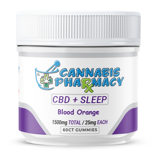 Cannabis Pharmacy CBD Sleep Gummies | 10mg CBD + 10mg CBN + 5mg Melatonin - Blood Orange - 60ct - Discreet Smoker
