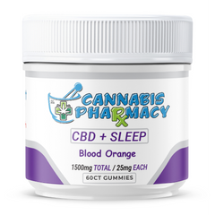 Cannabis Pharmacy CBD Sleep Gummies | 10mg CBD + 10mg CBN + 5mg Melatonin - Blood Orange - 60ct
