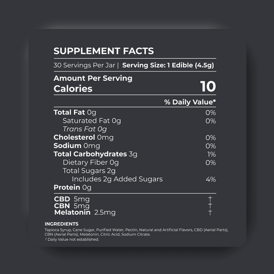 Cannabis Pharmacy CBD Sleep Gummies | 10mg CBD + 10mg CBN + 5mg Melatonin - Blood Orange - 60ct - Discreet Smoker