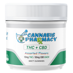 Cannabis Pharmacy THC Blend CBD Gummies | 50mg CBD + 10mg Delta 9 THC - Assorted Flavors - 60ct