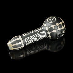 Maya Face in Color Black Frit Hand Pipe - Discreet Smoker