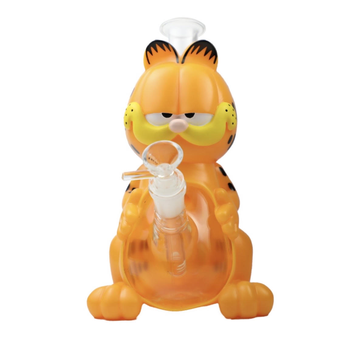 Orange Cat Glass Water Pipe