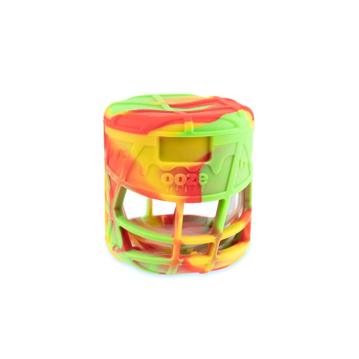 Ooze Prizm Silicone-Wrapped Glass Stash Jar, Rasta