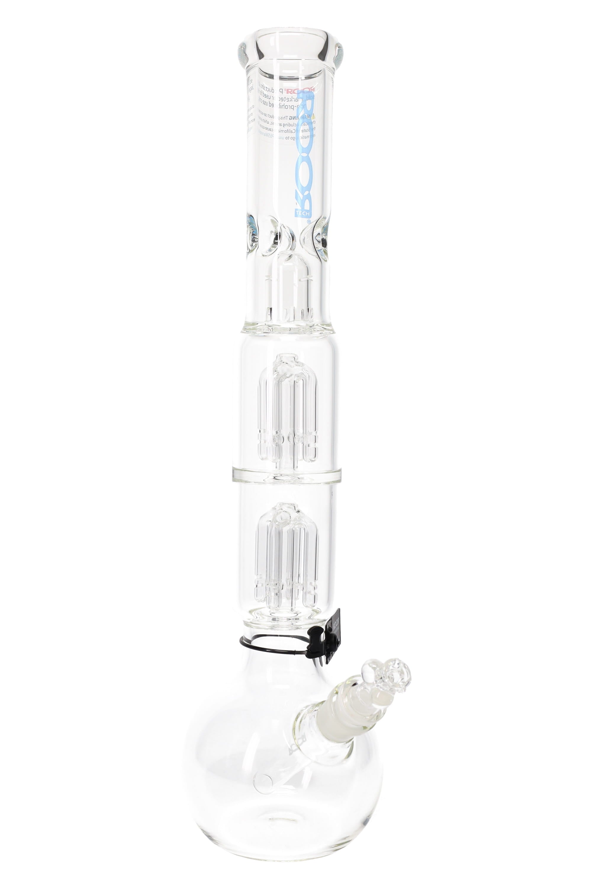 ROOR Tech 17″ Bubble-Base Bong with Dual Tree Percs – 5 mm – Assorted Decals - Discreet Smoker