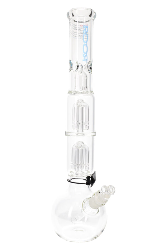 ROOR Tech 17″ Bubble-Base Bong with Dual Tree Percs – 5 mm – Assorted Decals - Discreet Smoker