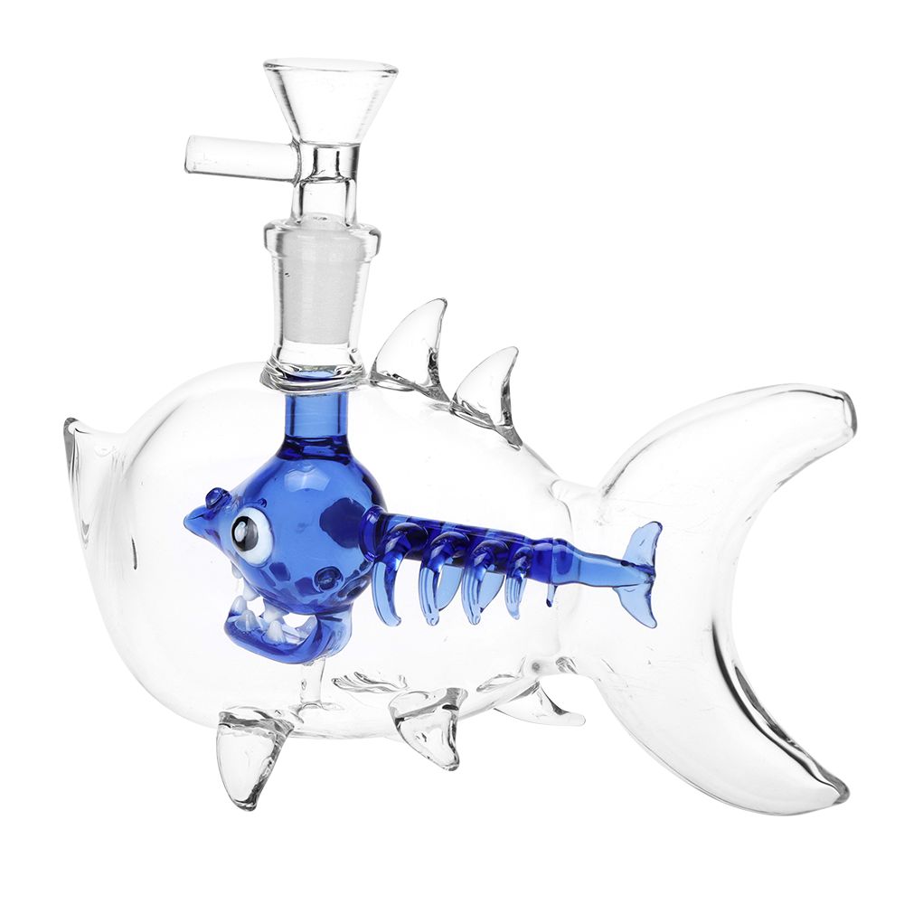 Fish Bone Glass Bubbler - 6.25" / 14mm F - Discreet Smoker