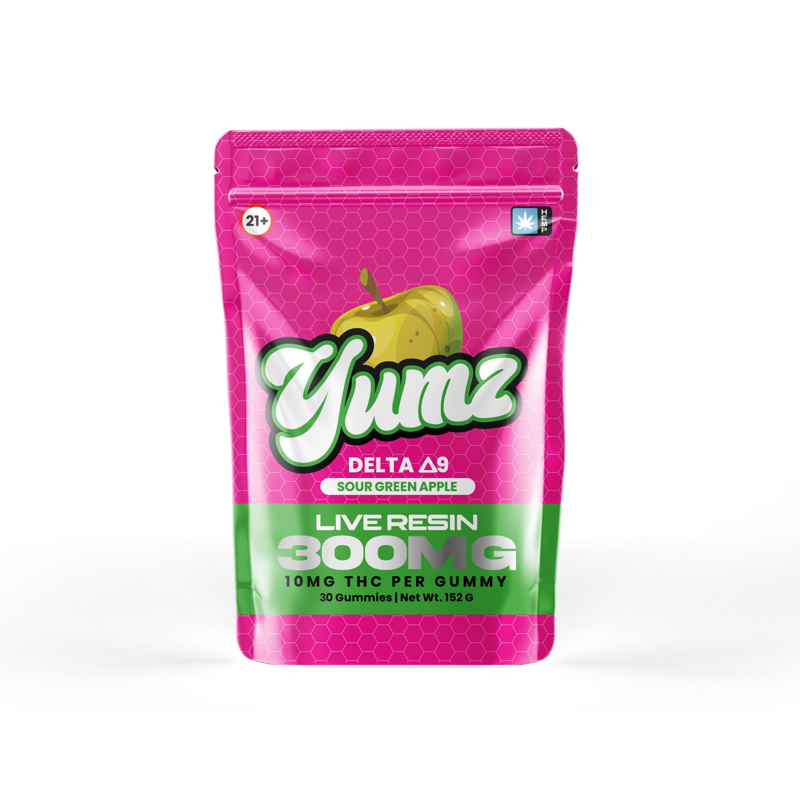 THC Gummies - Delta 9 THC - YUMZ LAB - Sour Green Apple - Discreet Smoker