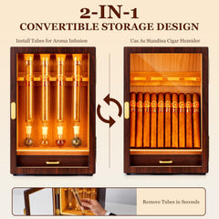 Cigar Flavoring Humidor, 4-Count, Spanish Cedar and Glass Tube Gift