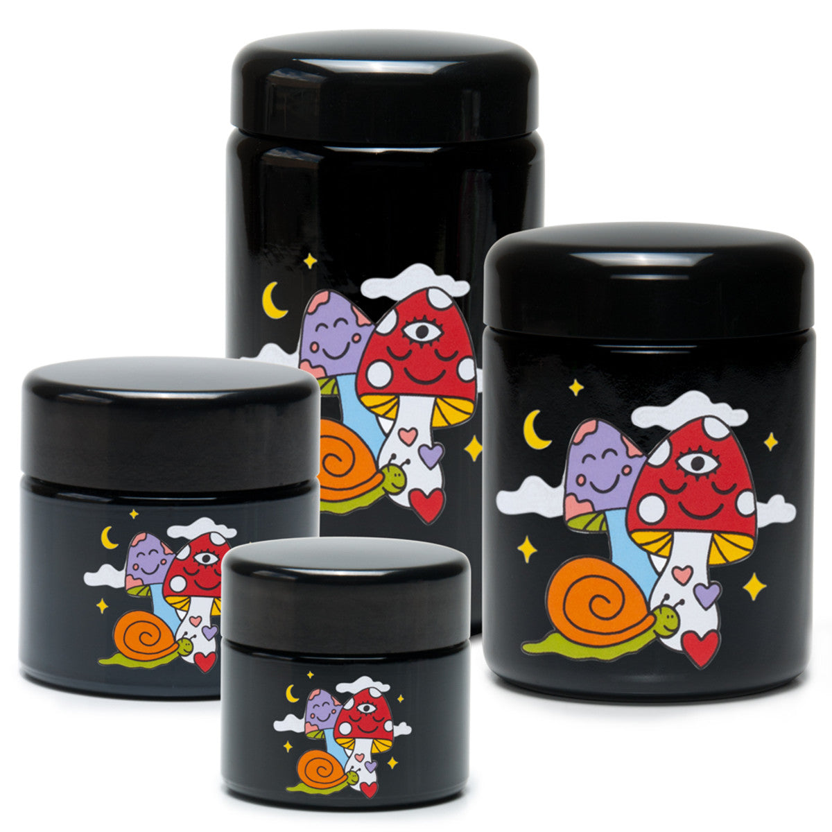420 Science x Wokeface UV Screw Top Jar - Woke Cosmic Mushroom - Discreet Smoker