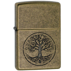 Zippo Lighter | Lustre Tree of Life | Antique Brass - Discreet Smoker