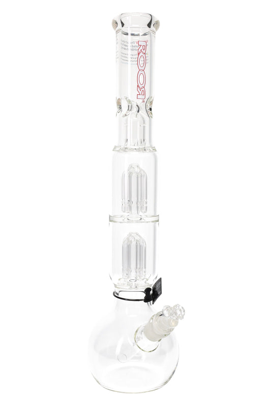ROOR Tech 17″ Bubble-Base Bong with Dual Tree Percs – 5 mm – Assorted Decals - Discreet Smoker