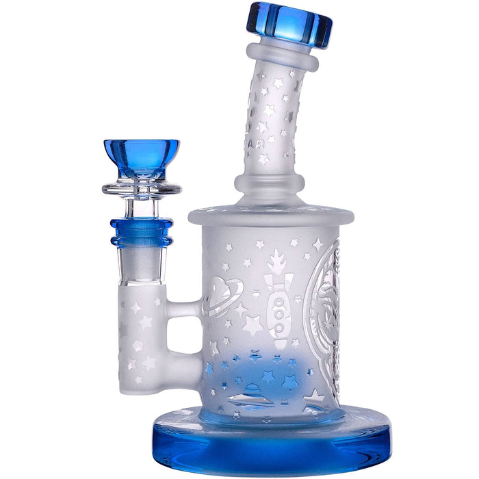 Calibear Sandblasted Flower Of Life Mini Can Bong, Dark Blue