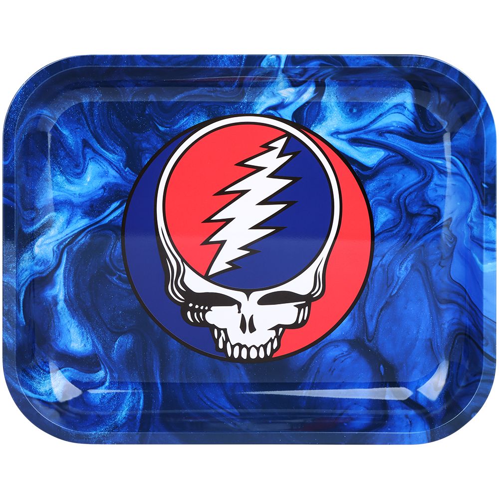 Grateful Dead x Pulsar Large Metal Rolling Tray - Steal Your Face Swirls / 13"x11" - Discreet Smoker