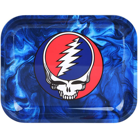 Grateful Dead x Pulsar Large Metal Rolling Tray - Steal Your Face Swirls / 13"x11" - Discreet Smoker