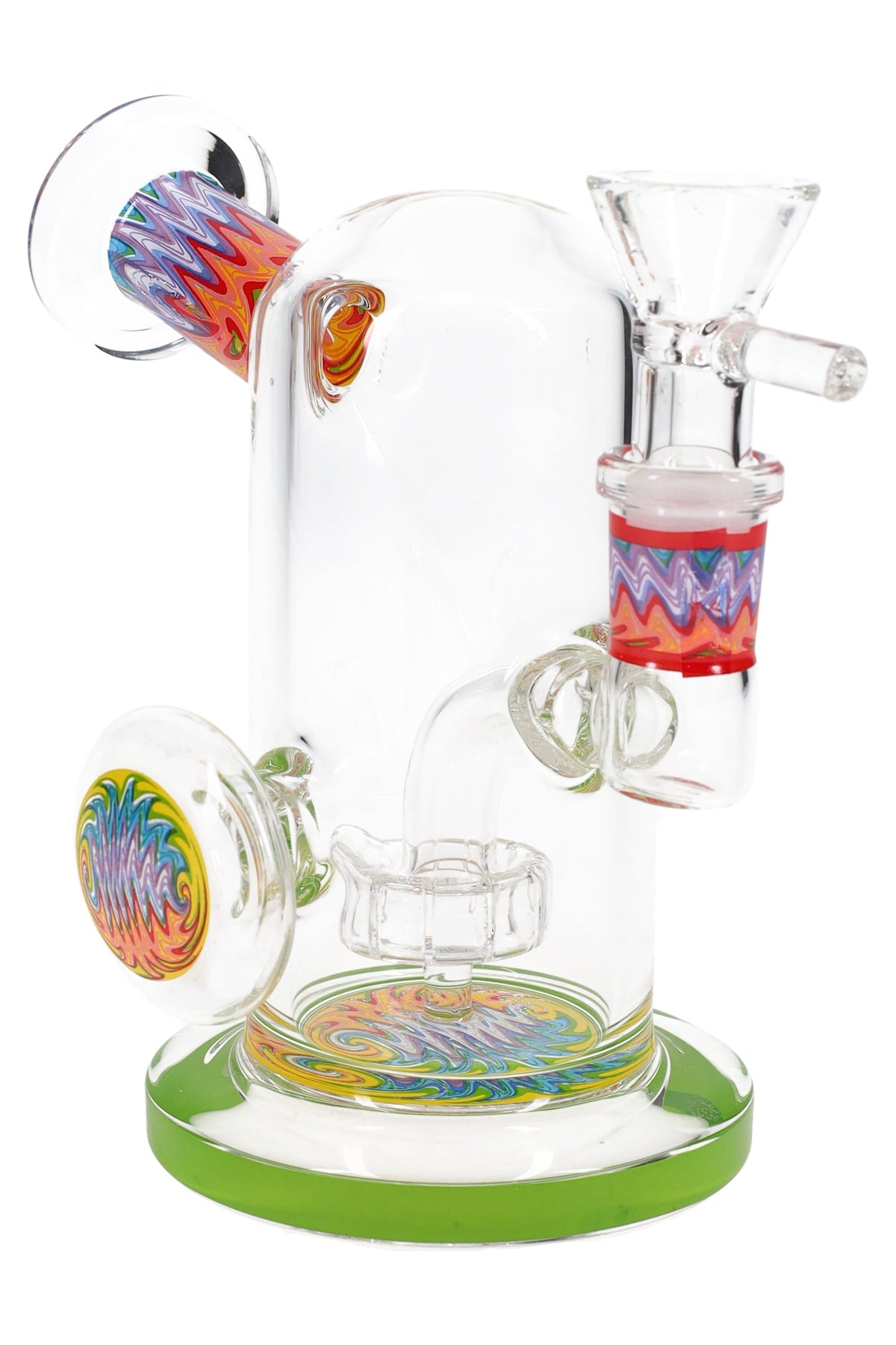 Reverse Stemless Glass Mini Bong “Ripple Swirl” – Showerhead Perc – 5″ - Discreet Smoker