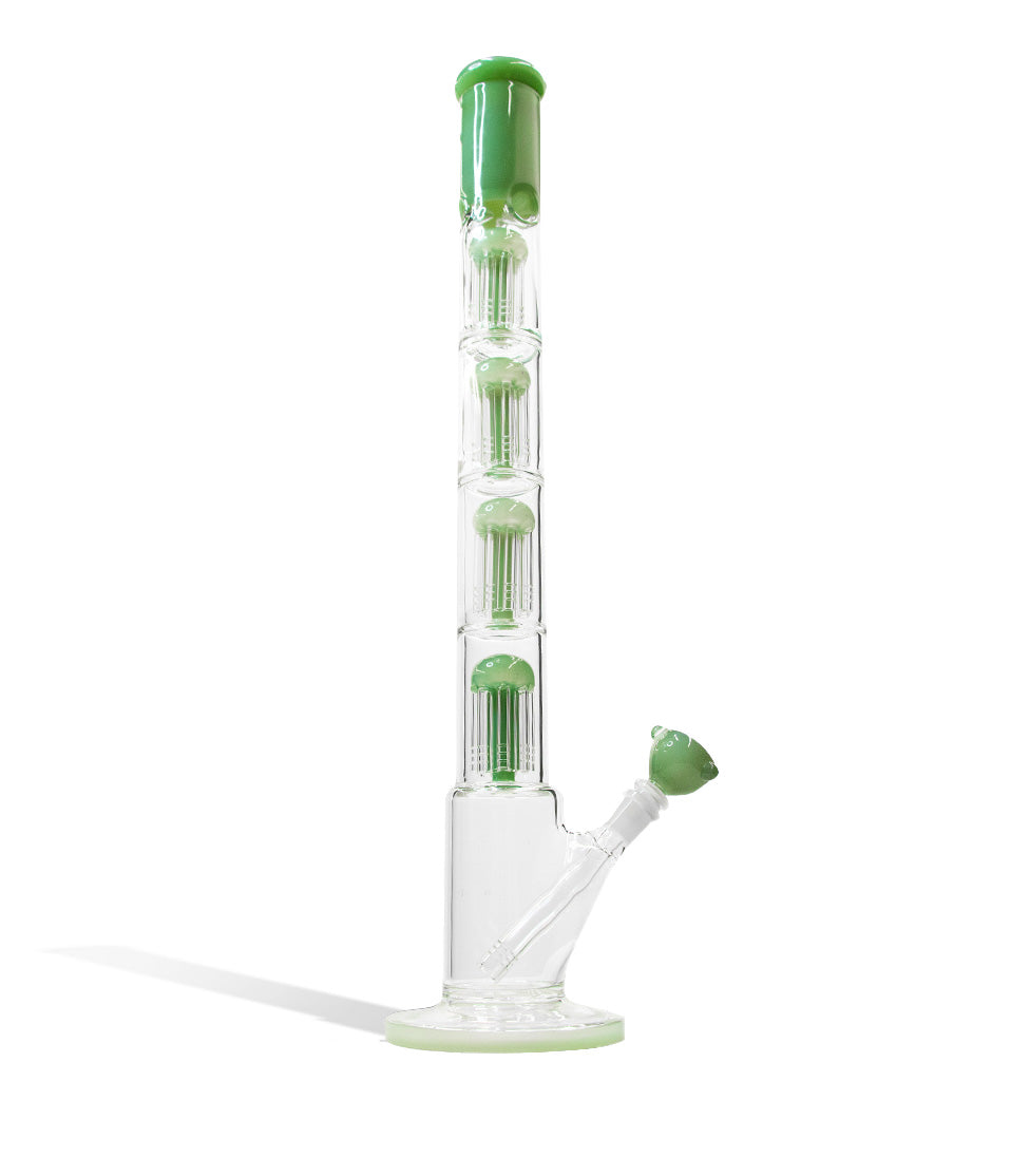 24 Inch Quad Perc Water Pipe with Color Matched Base and Mouthpiece - Discreet Smoker
