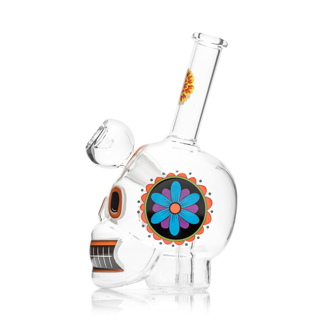 Dia De Los Muertos Skull Bong 6.1" - Discreet Smoker