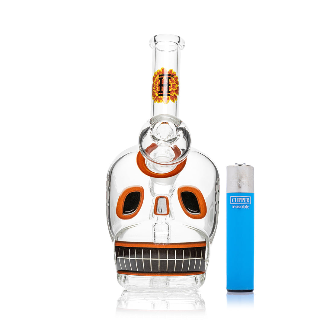 Dia De Los Muertos Skull Bong 6.1" - Discreet Smoker
