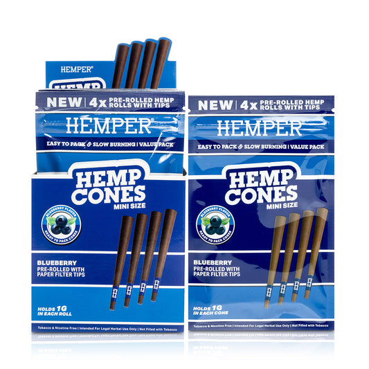 Pre-Rolled Mini Size Paper Tip Hemp Cones | 4PK Display - Discreet Smoker