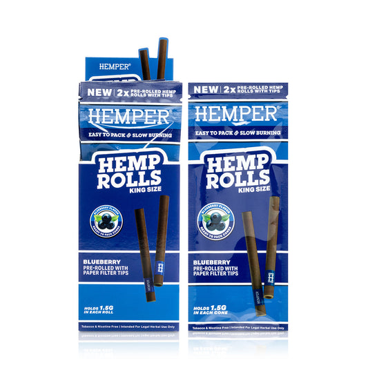 Pre-Rolled King Size Paper Tip Hemp Rolls | 2PK Display - Discreet Smoker