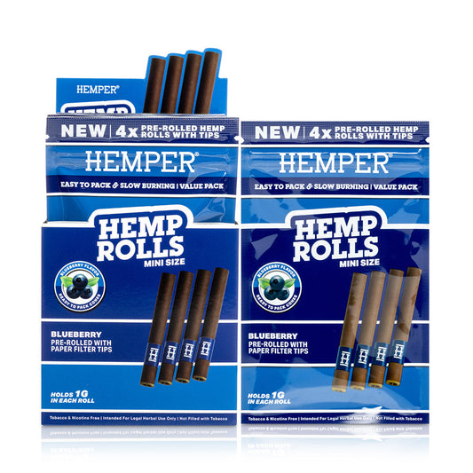 Pre-Rolled Mini Size Paper Tip Hemp Rolls | 4PK Display - Discreet Smoker