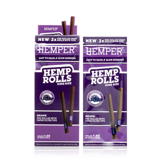 Pre-Rolled King Size Paper Tip Hemp Rolls | 2PK Display - Discreet Smoker
