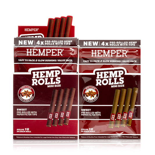 Pre-Rolled Mini Size Paper Tip Hemp Rolls | 4PK Display - Discreet Smoker