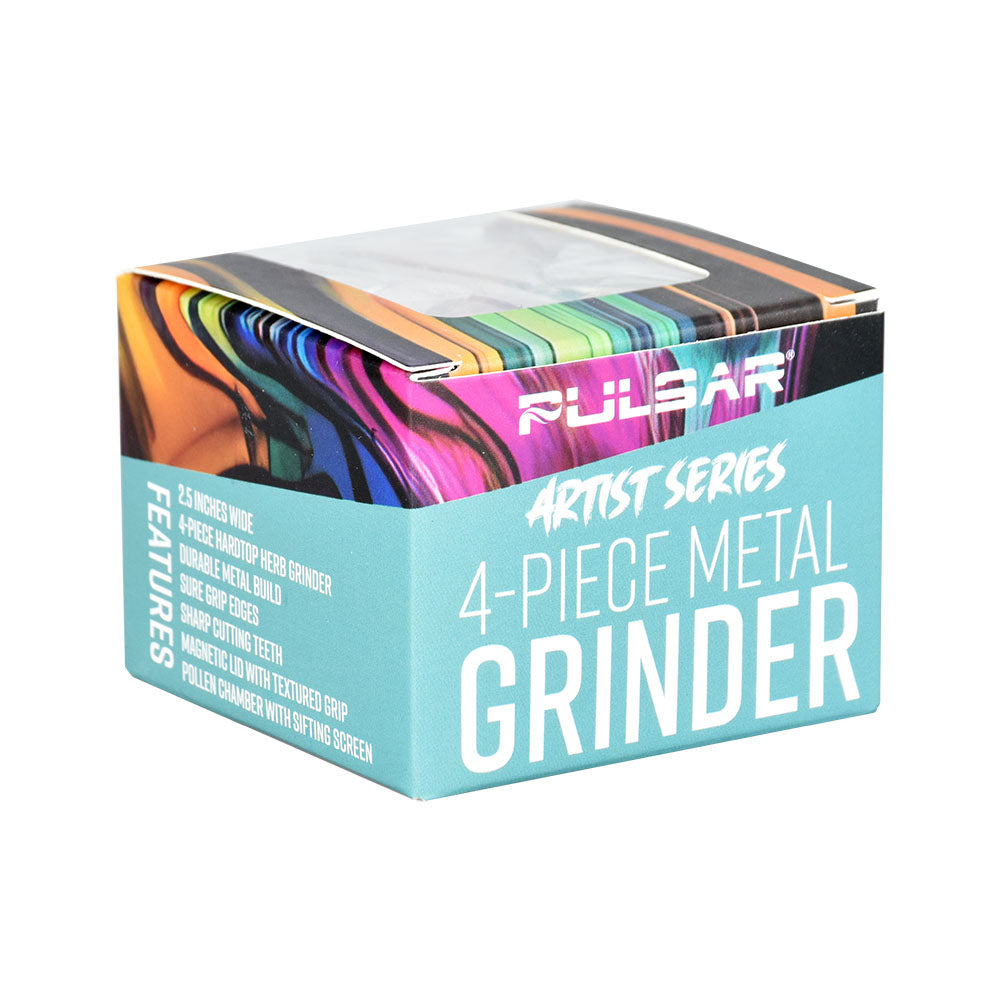 Pulsar Design Series Grinder with Side Art - Symbolic Tiles / 4pc / 2.5" - Discreet Smoker