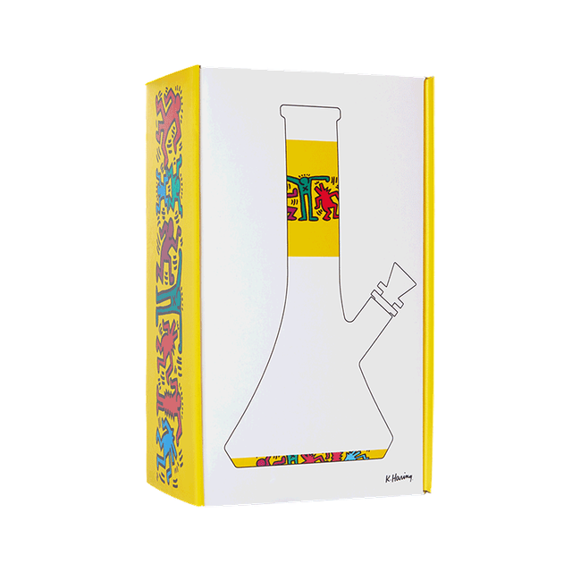 K. Haring Glass Beaker Water Pipe - Discreet Smoker