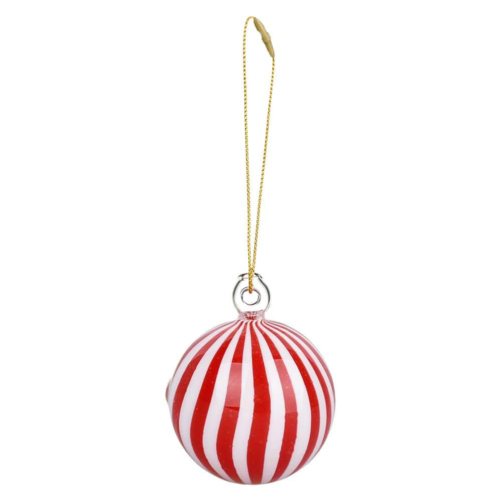 Santa's Secret Hangable Glass Christmas Ornament Hand Pipe - 2.75" / Peppermint - Discreet Smoker