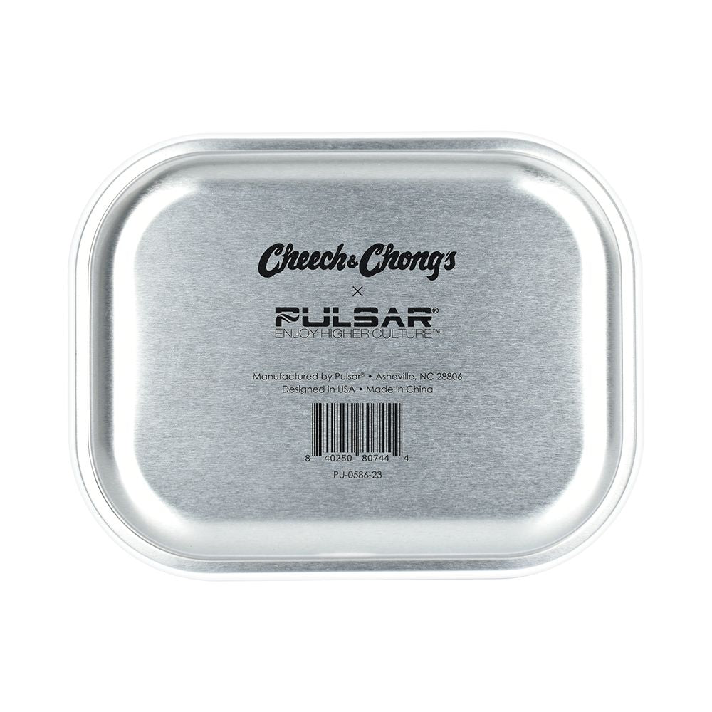 Cheech & Chong x Pulsar Mini Metal Rolling Tray - Yellow Logo / 7"x5.5" - Discreet Smoker