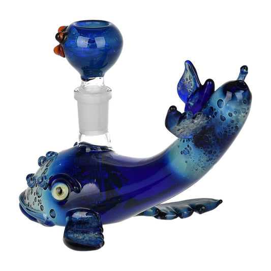Whale of the Depths Glass Water Pipe - 6.75" / 14mm F - Discreet Smoker