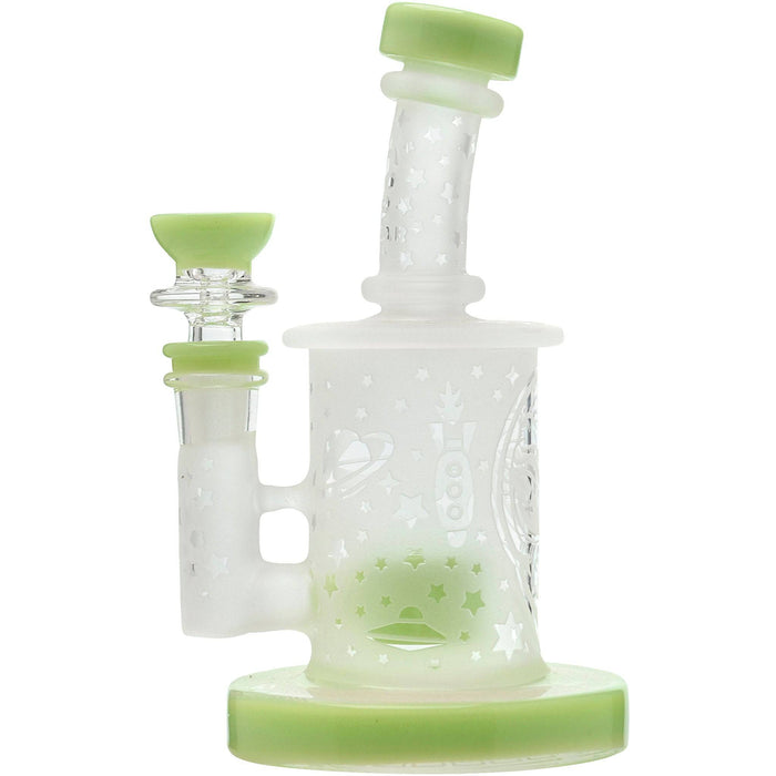 Calibear Sandblasted Flower Of Life Mini Can Bong, Milky Green