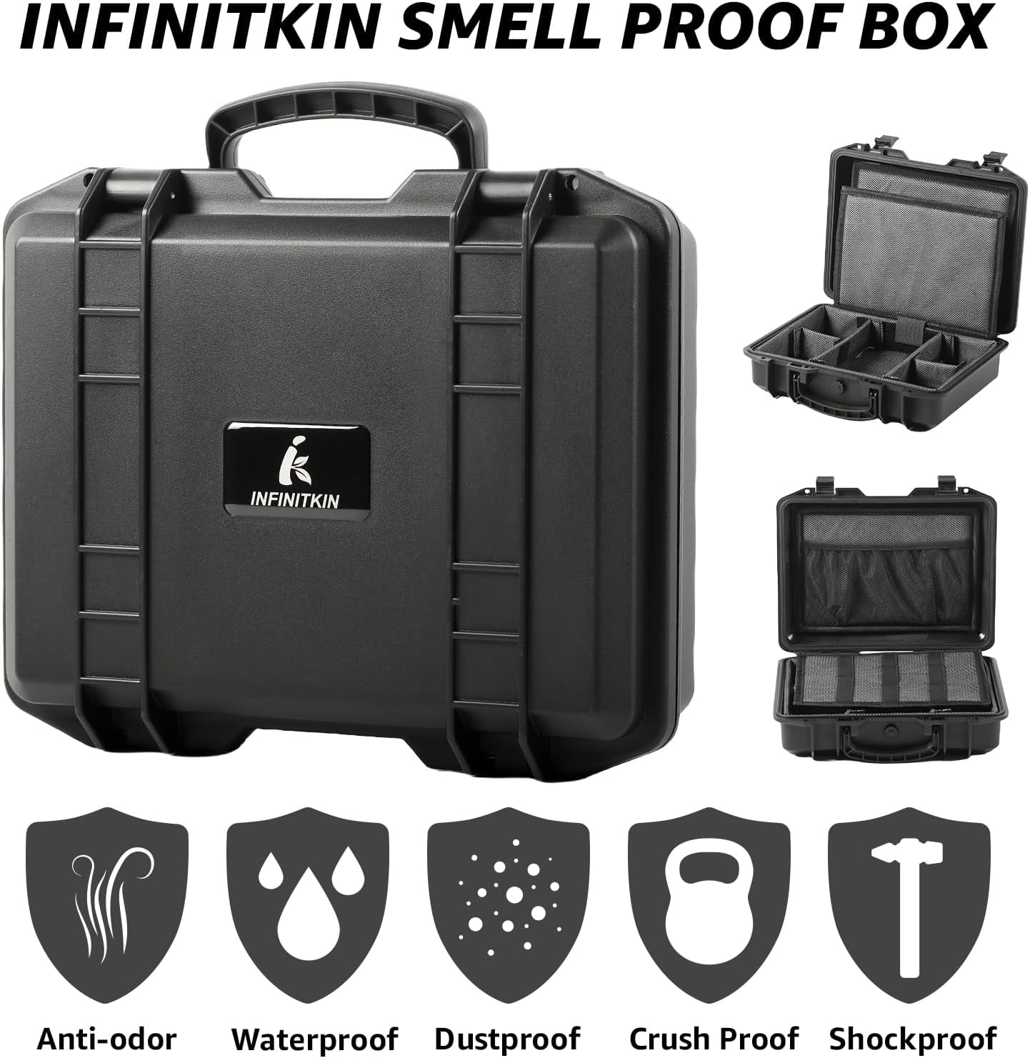 INFINITKIN Smell Proof Box Large Airtight Storage Box with Lock
