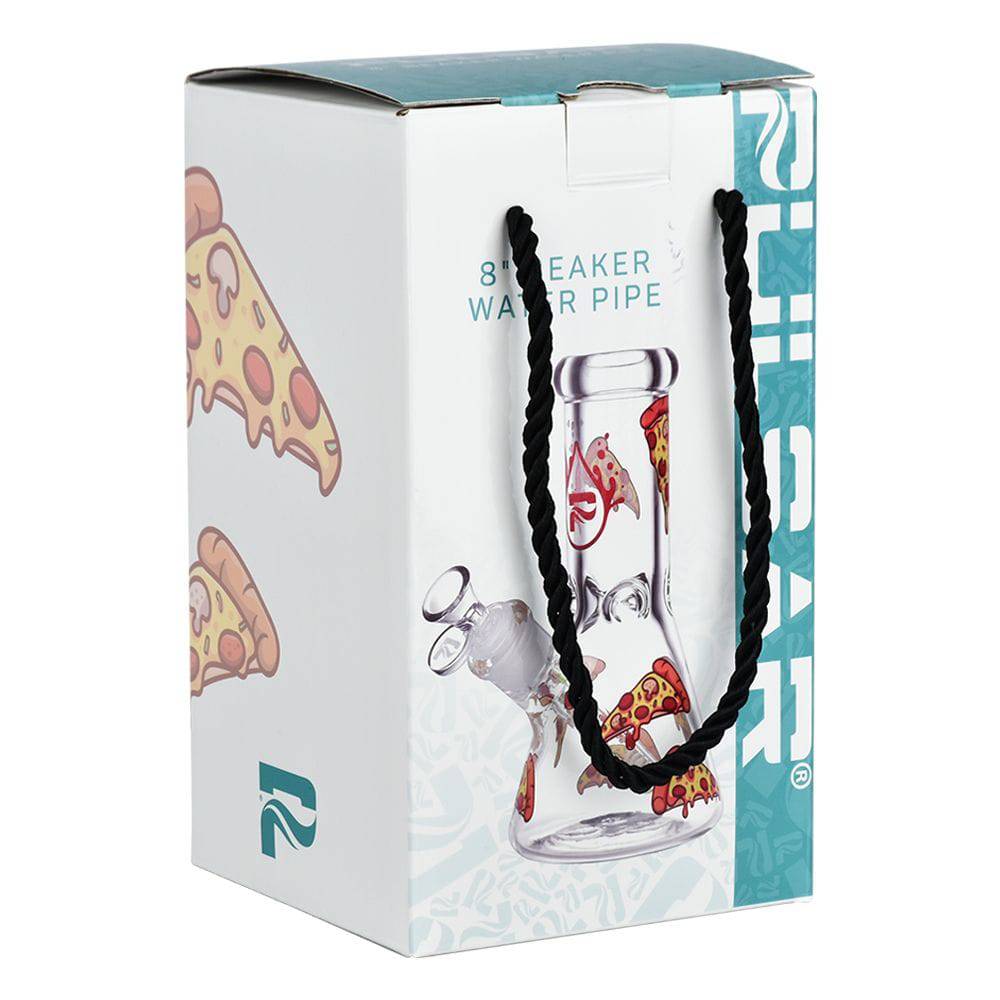 Pulsar Pizza Design Series Glass Beaker Water Pipe - 7.75" / 14mm F - Discreet Smoker