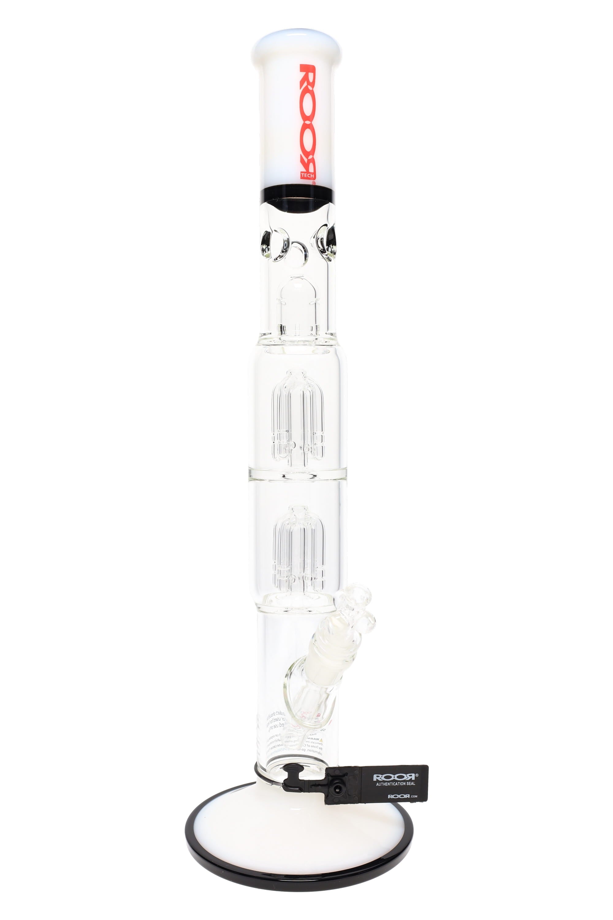 ROOR Tech 17" Multicolor Straight Tube – Double Tree Percs, Ice Pinch, Glass-on-Glass - Discreet Smoker