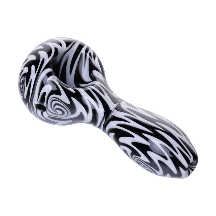 Human Grade Spoon Pipe Model A, Wig Wag - Black White