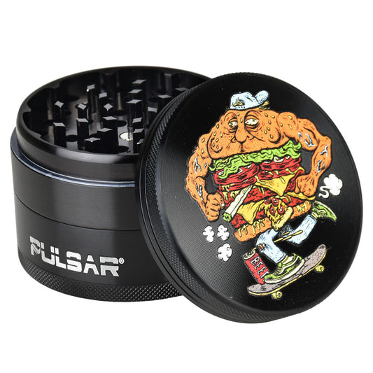 Pulsar Artist Series Grinder | Wooden Cyclops Skateburger - Discreet Smoker