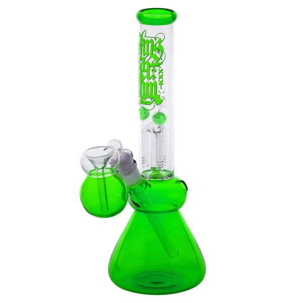 Amsterdam | 12" Black Glass Water Pipe w/ Tree Perc - Discreet Smoker
