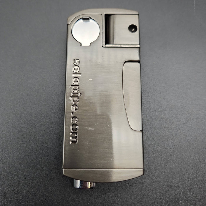 Solo Pipe - Self Lighting Metal Hand Pipe, Gun Metal