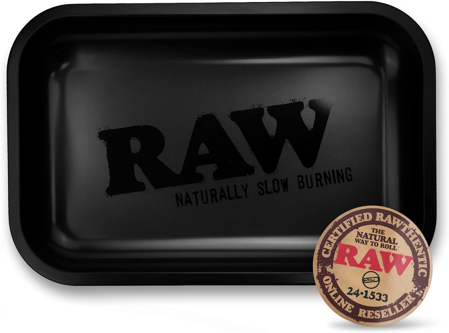 Matte Black Murder'D Cigarette Rolling Tray | Size - Small | Elegant and Sleek Black on Black Finish with Smooth Rounded Edges
