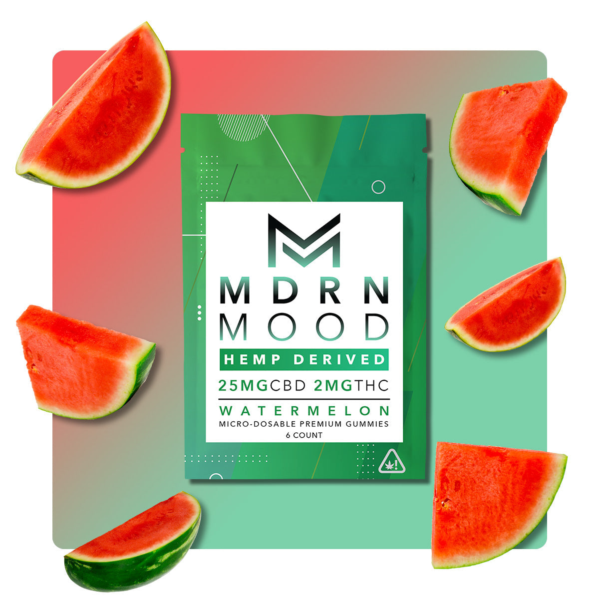 Watermelon - 25mg CBD / 2mg THC (6ct) - Discreet Smoker